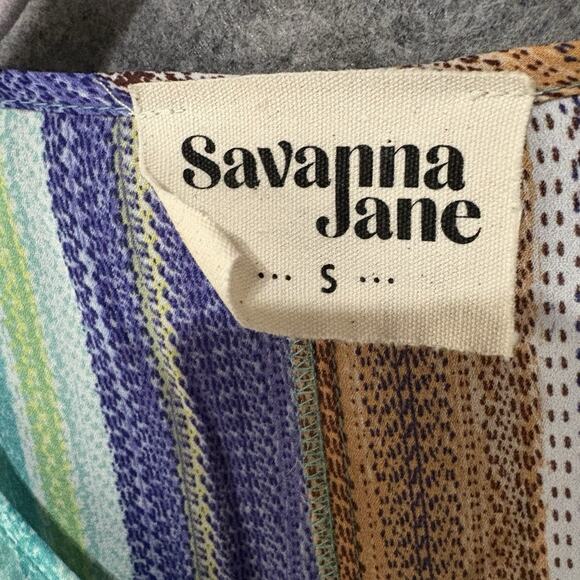 Savanna Jane Kimono Blouse Womens Sz S Striped Floral Embroidered Boho - Picture 3 of 6